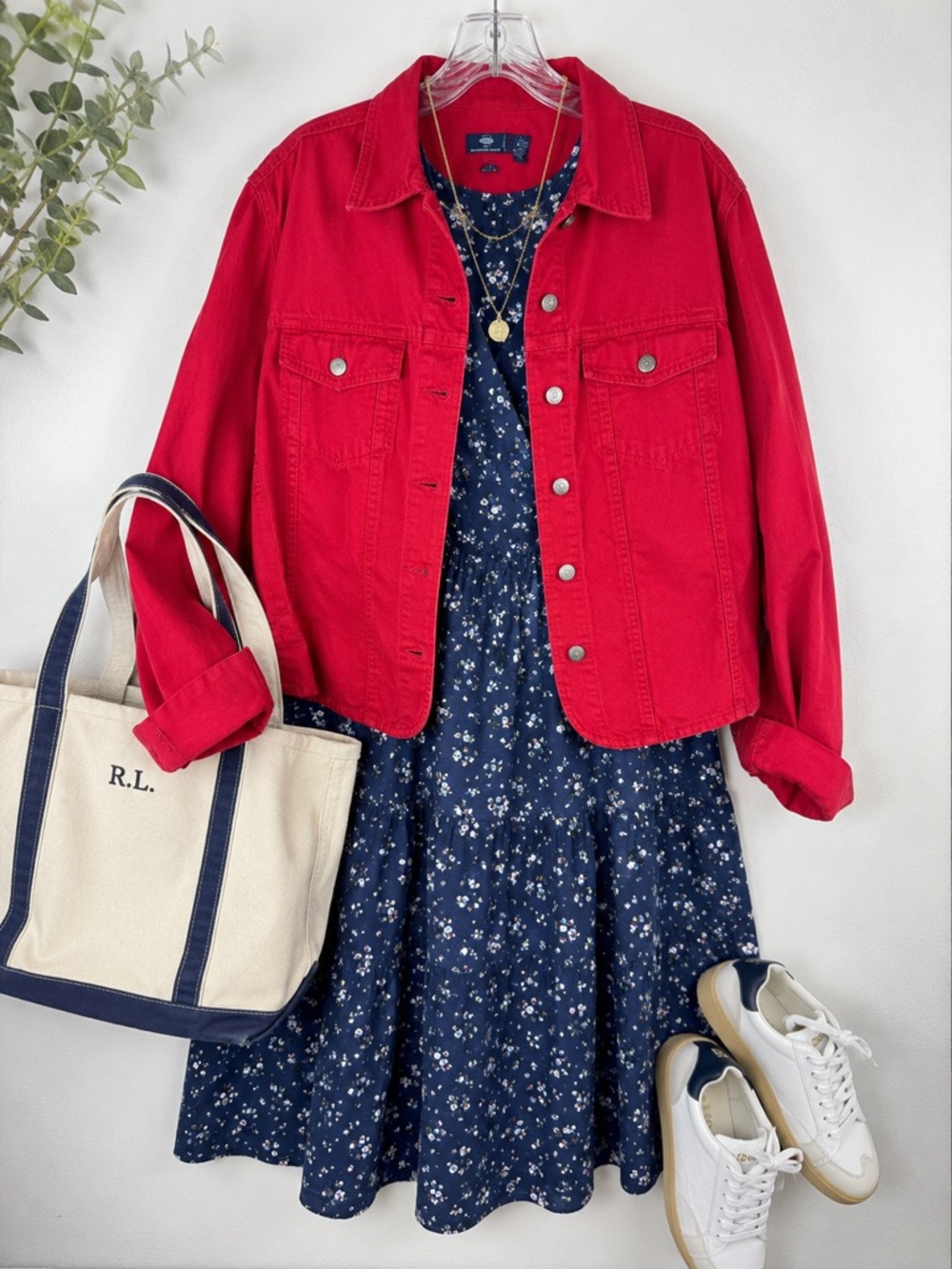 Liz Claiborne Crazy Horse Jeans Red Denim Jacket Button Front Cotton Women’s 1X
